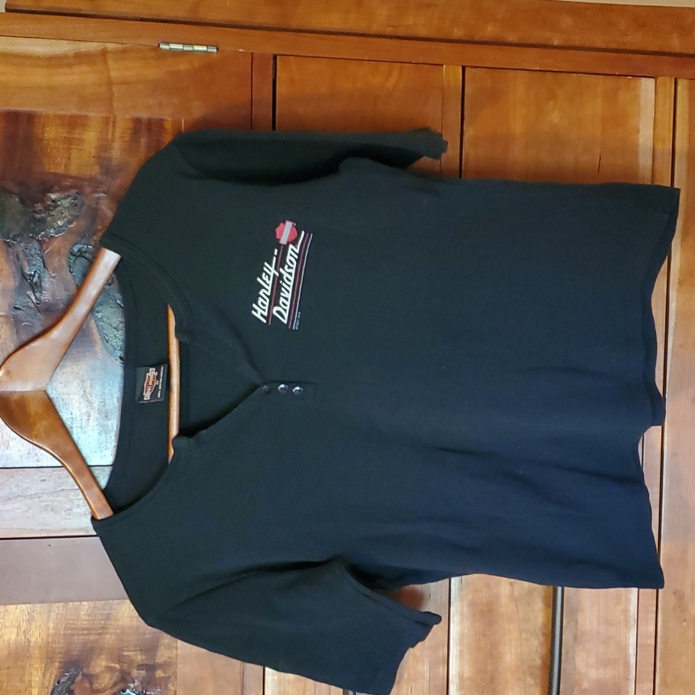 Harley Davidson Wom Med T, short sleeve Black cotton Like new